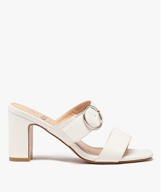 GEMO Mules à talon haut et larges brides femme blanc standard