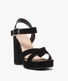 sandales femme a talon unies en suedine a brides croisees noir standard sandales a talonE500201_2