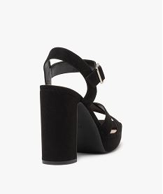 sandales femme a talon unies en suedine a brides croisees noir standard sandales a talonE500201_4