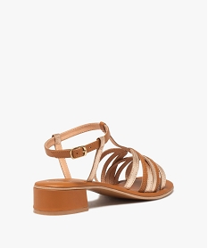 sandales femme a petit talon carre en cuir avec brides metallisees - taneo orange sandales a talonE500701_4
