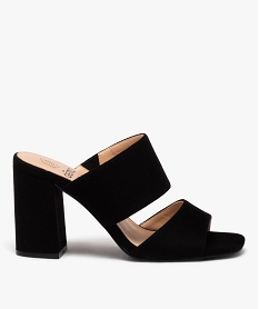 GEMO Mules femme à talon haut en suédine avec bout carré noir standard
