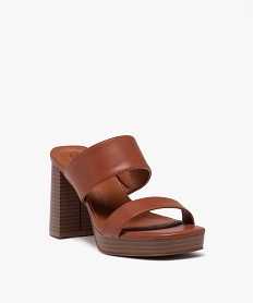 mules femme a talon carre unies avec brides paralleles brun sandales a talonE501401_2