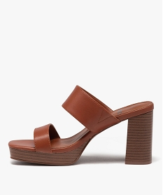mules femme a talon carre unies avec brides paralleles brun sandales a talonE501401_3