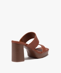 mules femme a talon carre unies avec brides paralleles brun sandales a talonE501401_4