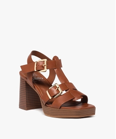 sandales femme unies a talon haut avec boucles et bout carre brun sandales a talonE501801_2