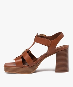 sandales femme unies a talon haut avec boucles et bout carre brun sandales a talonE501801_3