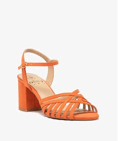 sandales a talon carre unies avec brides croisees orange sandales a talonE502801_2