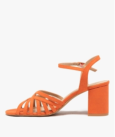 sandales a talon carre unies avec brides croisees orange sandales a talonE502801_3