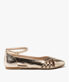 GEMO Ballerines femme unies effet métallisé avec bout pointu dore