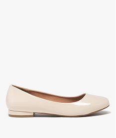 GEMO Ballerines femme unies dessus verni à bout rond beige standard