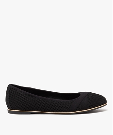GEMO Ballerines femme à talon plat dessus uni en mesh noir standard