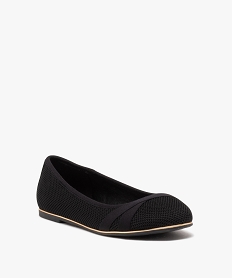 ballerines femme a talon plat dessus uni en mesh noir standard ballerinesE503401_2