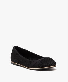 ballerines femme a talon plat dessus uni en mesh noir ballerinesE503401_2