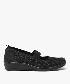 ballerines femme confort unies avec paillettes et a semelle compensee noirE503701_1