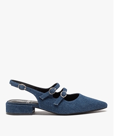 ballerines femme unies en denim a brides et bout pointu bleu ballerinesE503901_1