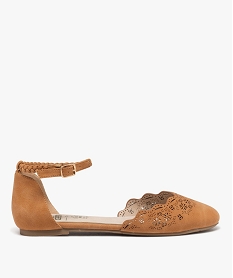 GEMO Ballerines à bride cheville ouvertes sur les côtés femme marron standard
