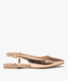 GEMO Ballerines métallisées à talon ouvert et bout amande femme Jaune