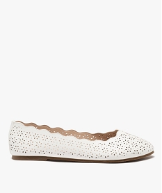 ballerines femme unies a motifs ajoures et col ondule blanc ballerinesE504601_1