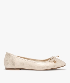 GEMO Ballerines femme unies à paillettes avec noeud fantaisie dore