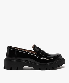 GEMO Mocassins femme unis avec dessus verni et semelle crantée noir standard