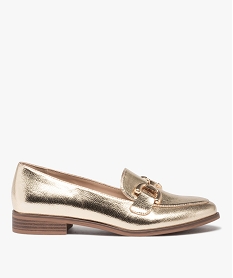 GEMO Mocassins femme unis effet métallisé avec bijou fantaisie dore