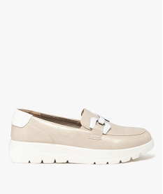 mocassins femme confort unis avec boucle fantaisie et a semelle epaisse beige mocassinsE506001_1