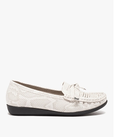 mocassins femme confort a motif reptile avec details fantaisie blanc mocassinsE506201_1