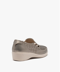 mocassins femme confort unis metallises et ajoures a semelle compensee brun mocassinsE506301_4