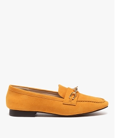 GEMO Mocassins femme unis en suédine avec chaine métallique orange standard