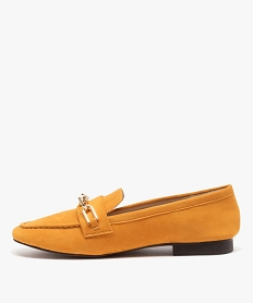 mocassins femme unis en suedine avec chaine metallique orange mocassinsE506901_3