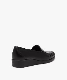 mocassins femme a semelle compensee dessus en cuir uni et vernis effet reptile noir standard mocassinsE507501_4
