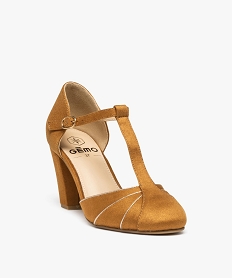 escarpins femme unies a talon style salome avec bout rond orange escarpinsE508301_2