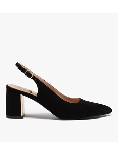escarpins femme dessus uni en suedine a talon carre et dore noir escarpins talon carreE508401_1