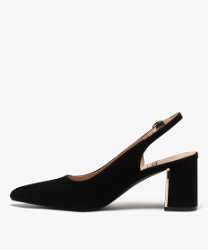 escarpins femme dessus uni en suedine a talon carre et dore noir escarpins talon carreE508401_3
