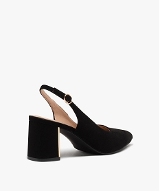 escarpins femme dessus uni en suedine a talon carre et dore noir escarpins talon carreE508401_4