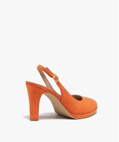 escarpins femme unis dessus en suedine avec bride a boucle orange standard escarpinsE508901_4
