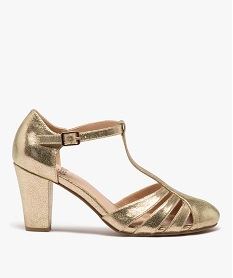 GEMO Escarpins femme unis à bout rond ajouré dore