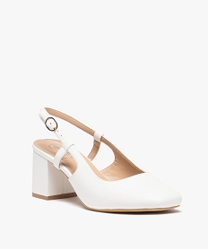 escarpins sling-back a talon large et bout carre femme blanc standard escarpins talon carreE509201_2