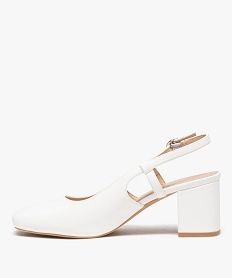 escarpins sling-back a talon large et bout carre femme blanc standard escarpins talon carreE509201_3