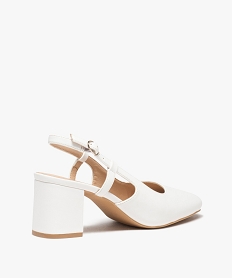 escarpins sling-back a talon large et bout carre femme blanc standard escarpins talon carreE509201_4