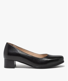 GEMO Escarpins femme confort en cuir uni à bout carré noir standard