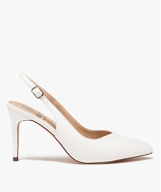 GEMO Escarpins sling-back à talon aiguille et bout pointu femme blanc standard