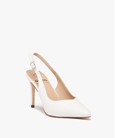 escarpins sling-back a talon aiguille et bout pointu femme blanc standardE509801_2