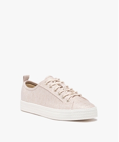 baskets en toile a lacets avec epaisse semelle femme beige standardE510401_2