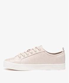 baskets en toile a lacets avec epaisse semelle femme beige standardE510401_3