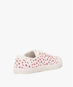 baskets femme en toile a motif coeur avec lacets blancE510501_4
