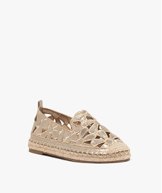 espadrilles en toile fleurie ajouree et pailletee femme jauneE510901_2