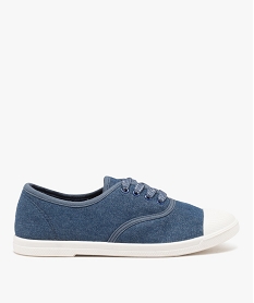 GEMO Baskets femme en toile unie style denim avec lacets pailletés bleu standard