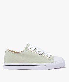 GEMO Baskets femme en toile unies à semelle épaisse avec lacets kaki standard