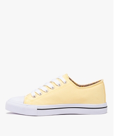 baskets femme en toile unies a semelle epaisse avec lacets jaune baskets et tennisE511301_3